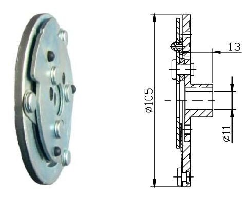Притискна пластина для компресора SANDEN SD507/510/5H11/SD7H15/SD6V12/SD7V16 шпонка механічна муфта