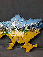 Авторський годинник з епоксидної смоли карта України 60*38 см
