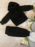 Плюшевий спортивний костюм для дівчинки чорного кольору із матеріалу тедді р.80-134, фото 2
