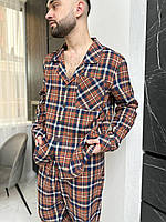 Модні чоловічі піжами в клітинку. Одяг для сну для чоловіків. Домашній спальний комплект., фото 3