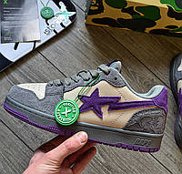 Мужские кроссовки Bape A Bathing Ape Court Sta 'Mist Grey Royal Purple Homme' весна-осень повседневные кеды