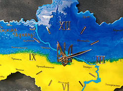 Авторський годинник з епоксидної смоли карта України 80*58 см