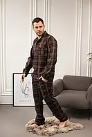 Чоловіча піжама "BO.Brand" фланель коричнева XL