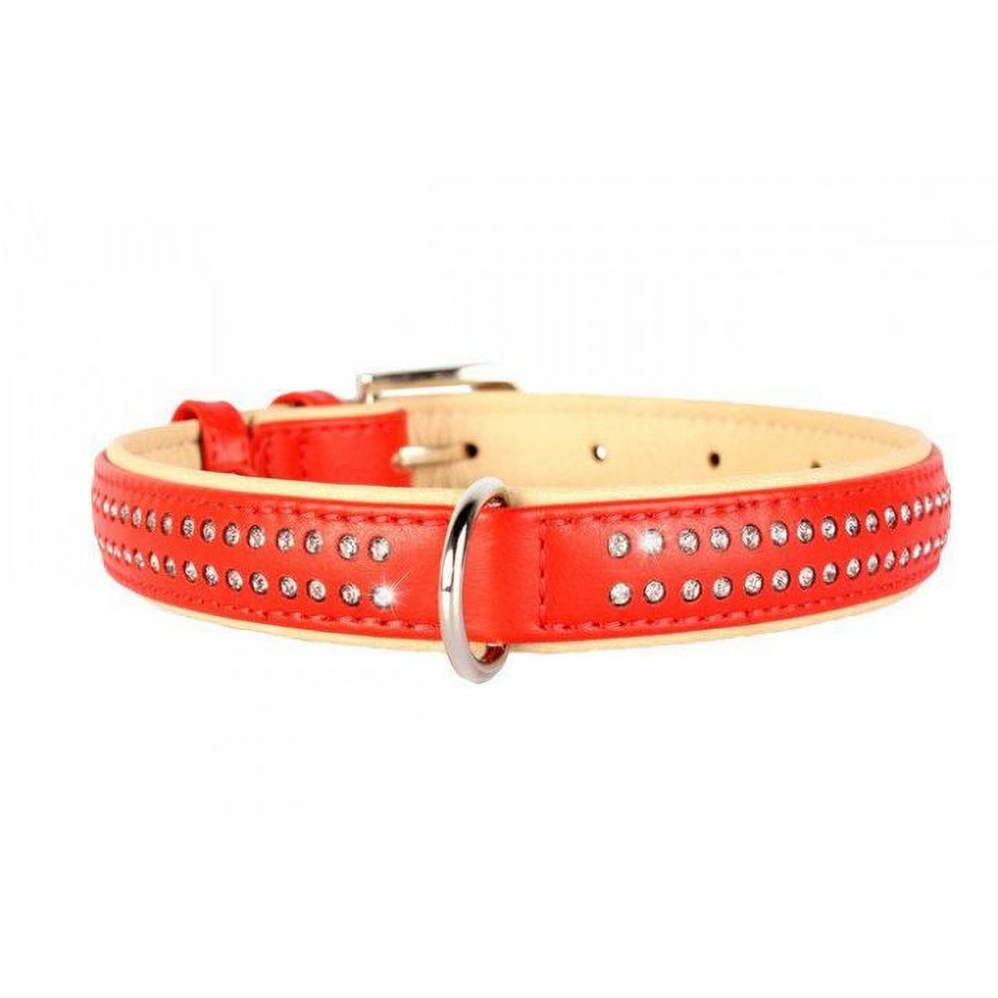 Нашийник 2292 20мм "Люкс" 2-х сторонній прикрашений стразами (Червоний)