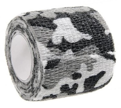 Лента камуфляжная маскировочная, Snow Camo № 2, зима, 4.5 м. Самоклеящаяся лента для экипировки