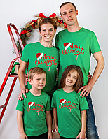 Family Look семейная одежда с принтом Merry Christmas, магазин одежды - качественные футболки фэмили лук