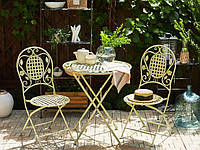 Меблі металеві комплект стіл та 2 стільці Bivio світлозелений для кафе, дому, саду.