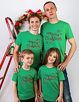 Семейная одежда для фотосессии с принтом Merry Christmas, магазин одежды - футболки family look
