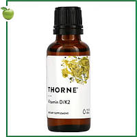 Вітамін D3 (500 МО в 1 краплі) з вітаміном K2 (100 мкг в 1 краплі), 30 мл, Thorne, США