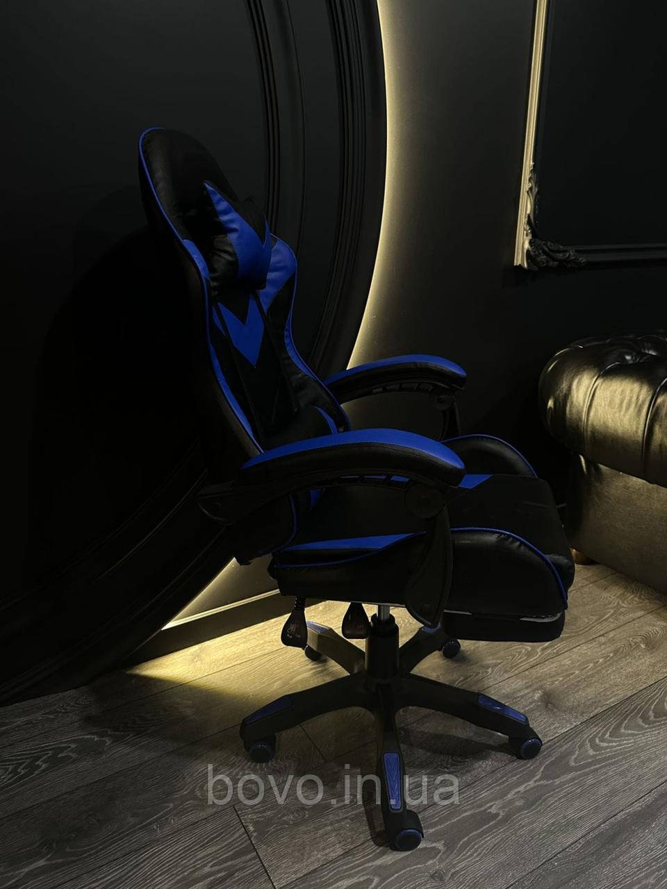 Кресло игровое геймерское VECOTTI GT компьютерное c подставкой для ног офисное раскладное для дома cинее - фото 10 - id-p1994036279