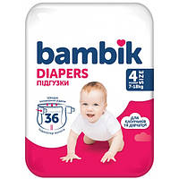 Подгузники детские Bambik Medium размер 4 MAXI 7-18 кг, 36 шт