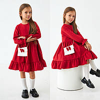 Сукня на дівчинку 98-128 см Замш 002592 Червона