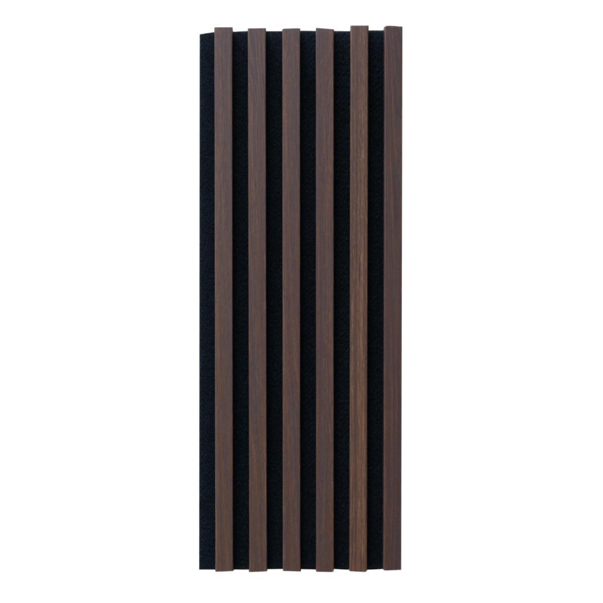 Стінова акустична МДФ панель. Колір: войлок - чорний, рейки - дуб темний. ВхШ: 2700 мм x 300 мм, 1 шт.