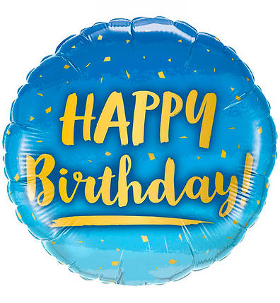 Повітряна куля "Happy Birthday", розмір - 45 см., колір - блакитний, фото 1