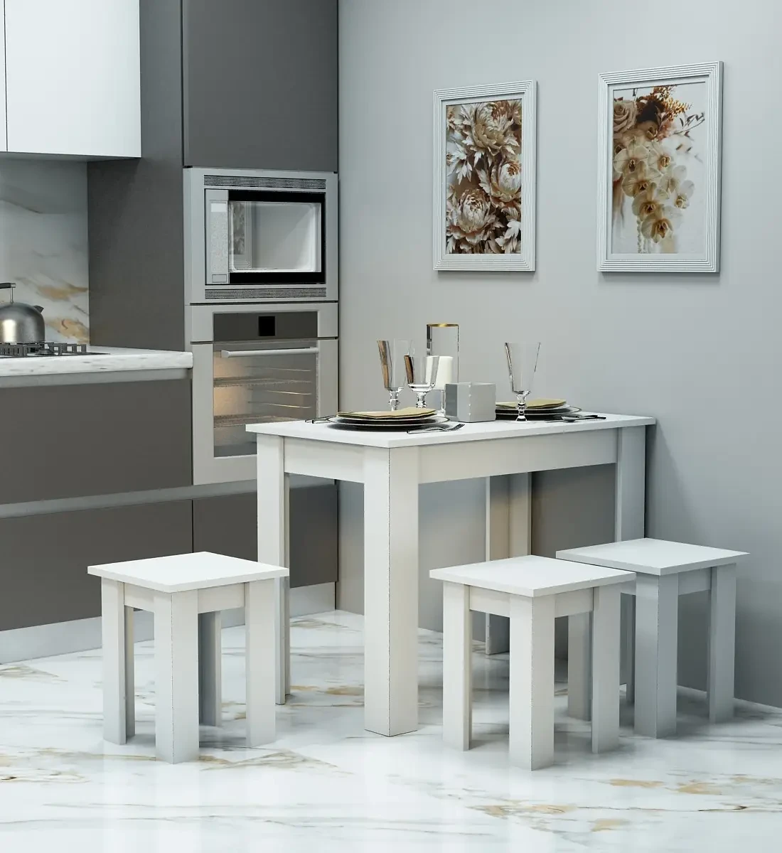 Обідній комплект "Кухонний" стіл кухонний зі стільцями, сучасний набір меблів для кухні