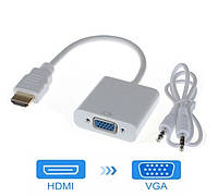 Конвертер(перехідник) HDMI на VGA з виходом звуку 3,5 мм