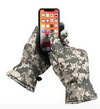 Водовідштовхувальні зимові вітрозахисні Softshell на флісі рукавички Піксель 9004 - XL, фото 5