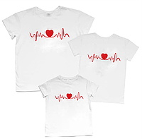 Семейные футболки фемили лук с принтом Пульс сердца, магазин одежды - одежда в стиле Family Look