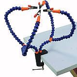 Третя рука для паяння тримач плаття з 5 гнучкими валами, лупою та підсвіткою, фото 5