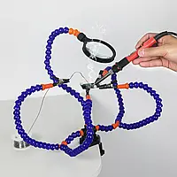 Третя рука для паяння тримач плаття з 5 гнучкими валами, лупою та підсвіткою