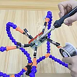 Третя рука для паяння тримач плаття з 5 гнучкими валами, лупою та підсвіткою, фото 3