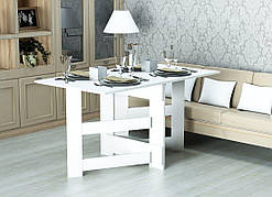 Стіл обідній книжка розкладний кухонний "Слім" Білий (1500x770x750) Гамма стиль