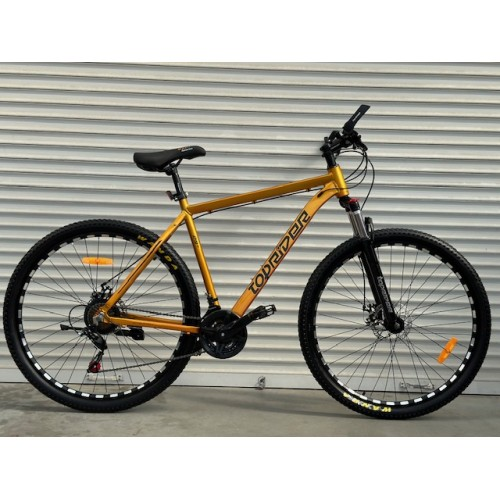 Велосипед гірський алюмінієвий Toprider 670 29" рама 21 обладнання Shimano Золотий