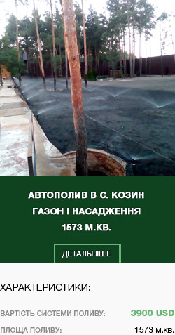 Автополив в с.Козин, газон и насаждения, 1573 м.кв.