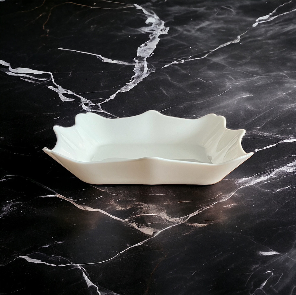 Тарілка квадратна глибока біла 19см Flower Vinnarc F-LFHSP90