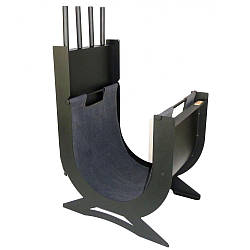 Набір для каміна з корзиною для дров "Перун" + сумка з брезенту