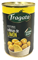 Оливки FRAGATA зелені з лимоном без кісточки, 300 г (суха вага 120 г)