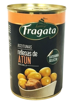 Оливки FRAGATA зелені з тунцем без кісточки, 300 г (суха вага 120 г)