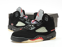 Мужские кроссовки Nike Air Jordan 5 gore tex black Найк Джордан Гортекс черные нубук осень зима