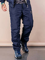 Лыжные мужские штаны плащёвка на синтепоне тёмно-синие 48 54 56
