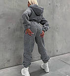 Теплий плюшевий комбінезон жіночий на блискавці з капюшоном (р. 42-48) 2103567, фото 3