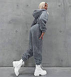 Теплий плюшевий комбінезон жіночий на блискавці з капюшоном (р. 42-48) 2103567, фото 4