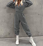 Теплий плюшевий комбінезон жіночий на блискавці з капюшоном (р. 42-48) 2103567, фото 8