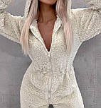 Теплий плюшевий комбінезон жіночий на блискавці з капюшоном (р. 42-48) 2103567, фото 2