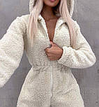 Теплий плюшевий комбінезон жіночий на блискавці з капюшоном (р. 42-48) 2103567, фото 9