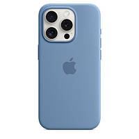 Apple Silicone Case Full iPhone 15 Pro, чехол максейф для iPhone 15 Pro Animation зимний синий