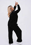 Велюровий спортивний костюм жіночий з блискавкою на кофті чорний, електрик, пляшка, моко, фото 3