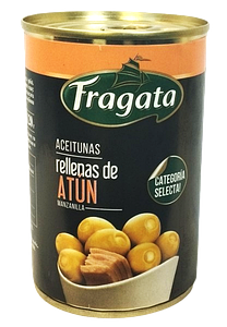 Оливки FRAGATA зелені з тунцем без кісточки, 300 г (суха вага 120 г)