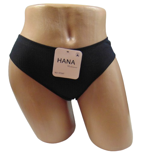 Труси бавовна рубчик Hana 57247 L-XL чорні
