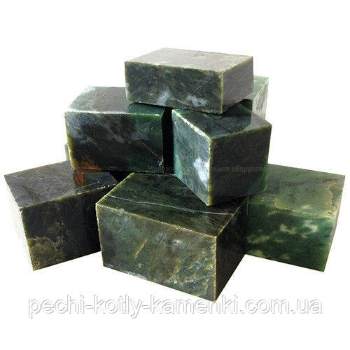 Нефрит для лазні та сауни пилений 10 кг у вигляді куба 7х7х7 см