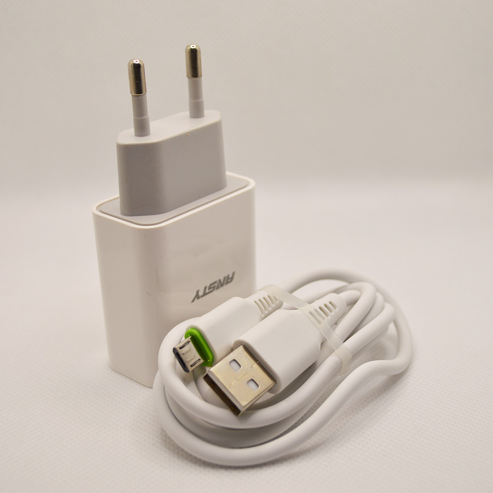 Мережевий зарядний пристрій ANSTY C-005-A з Micro USB кабелем 1USB 2.4A White, фото 3