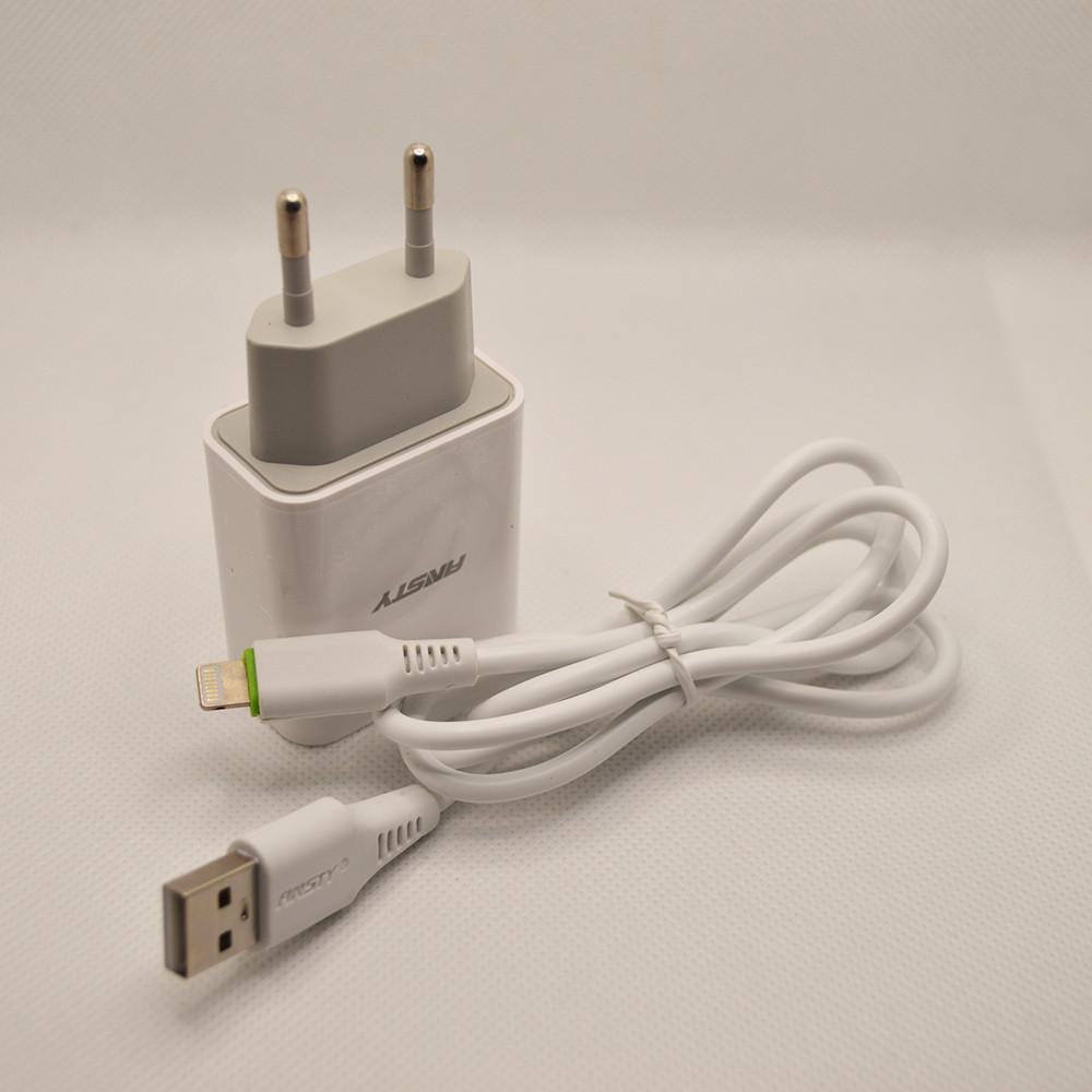 Мережевий зарядний пристрій ANSTY C-005-I з Lightning кабелем 1USB 2.4A White, фото 3