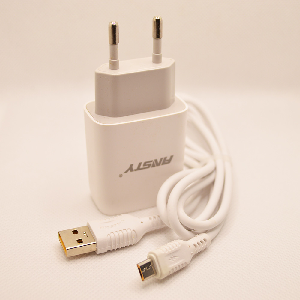 Мережевий зарядний пристрій ANSTY C-011-A з Micro USB кабелем 1USB 2.4A White, фото 3