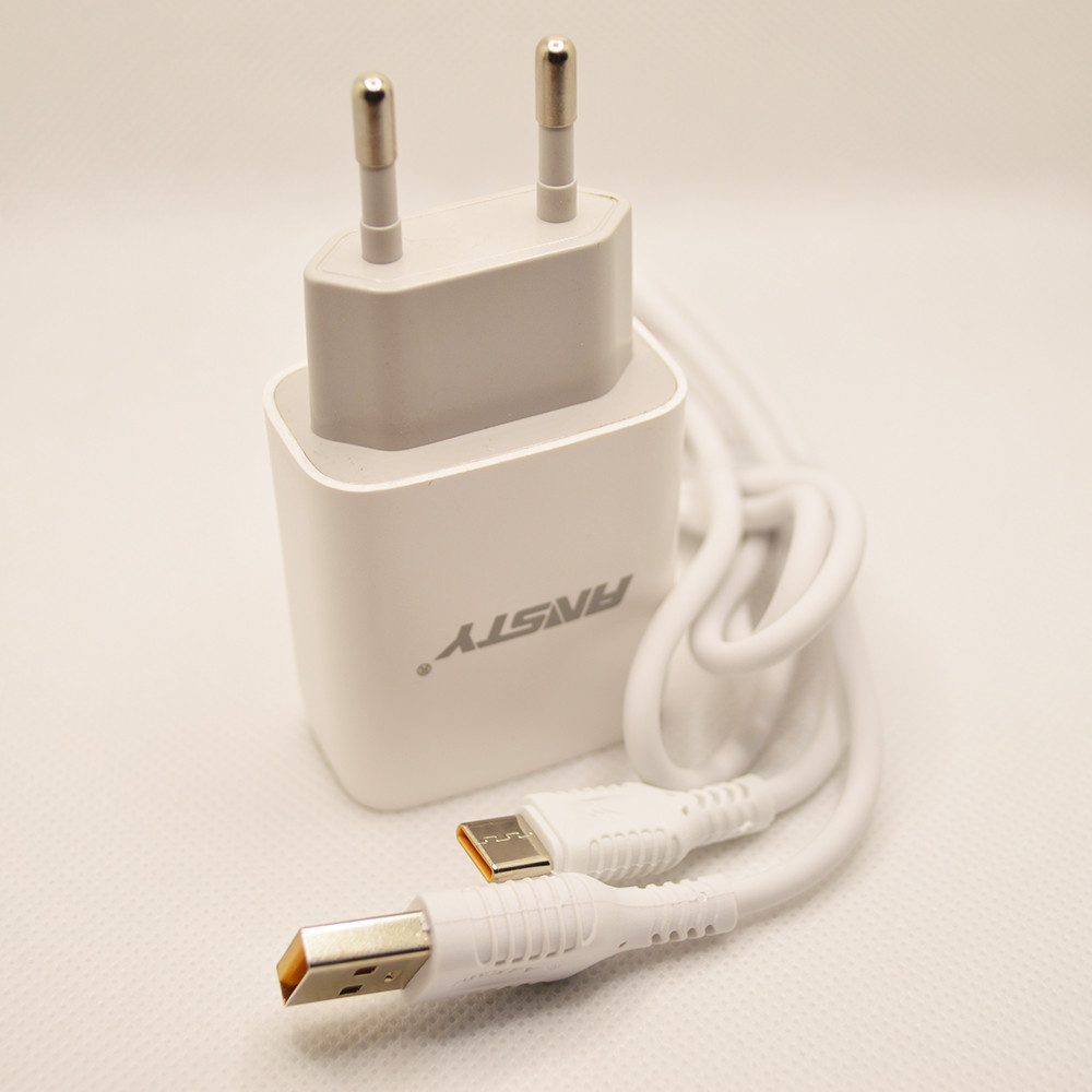 Мережевий зарядний пристрій ANSTY C-011-T з Type-C кабелем 1USB 2.4A White, фото 3