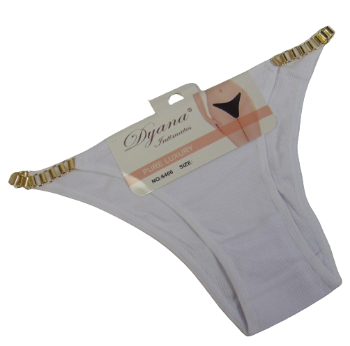 Трусики з ланцюжками з боків рубчик Dyana 6466 L-XL білі
