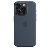 Оригинальный чехол Apple iPhone 15 Pro, чехол магсейв iPhone 15 Pro Case с анимацией темный синий